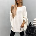 thumbnail image 2 of Suéter de mujer Tops Casual Tejido Suéter de capa de manga larga Suéter de punto de color sólido Capa de cuello redondo Suéter de crochet, 2 of 5