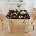 thumbnail image 3 of BANET  Rectangle Polyester Tablecloths, Black Orange Check Plaid with Cat Decorative Machine Washable Table Covers for Wedding Kitchen Dinning Banquet Parties Tabletop Jack O' Lantern Halloween White, 3 of 7
