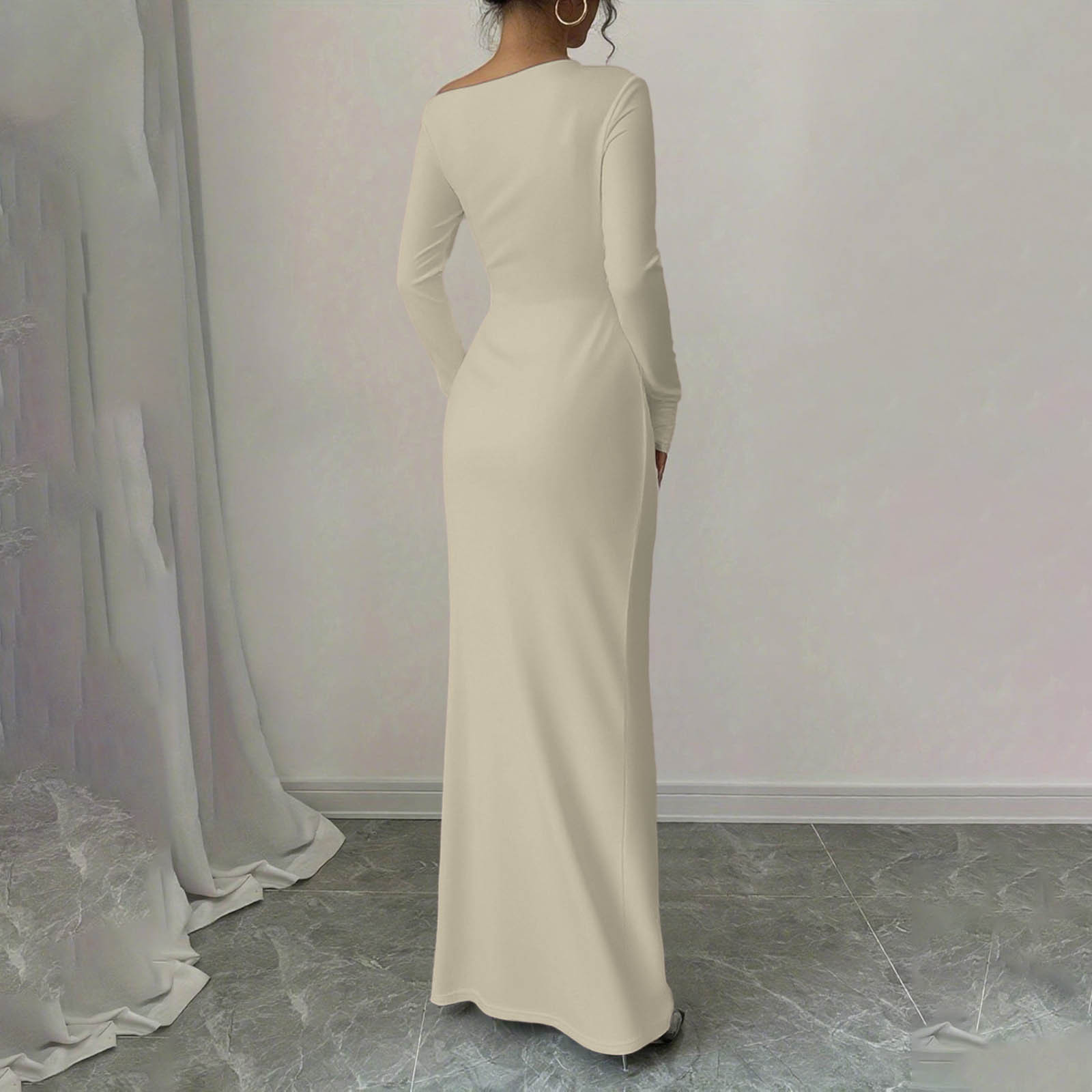 khaki bodycon dress long sleeve PrettyLittleThing Women's Textured One Shoulder Long Sleeve Bodycon Dress in Khaki