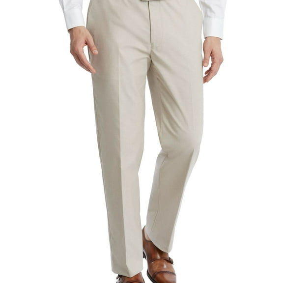 Tommy Hilfiger Mens Flex Stretch Dress Pants Slacks, Beige, 42W x 32L