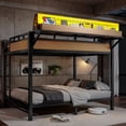 thumbnail image 5 of Leumius Queen over Queen Size Metal Bunk Bed with Storage Shelves and Pegboard, Bunk Bed Frame with USB Ports and LED Lights, Space-Saving for Teens and Adults Natural, 5 of 9