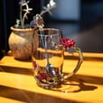 thumbnail image 4 of Longwin Enamel Glass Mug Butterfly Flower Lead-Free Drinking Tea Cup Coffee Mugs with Steel Spoon Set for Women Birthday Valentines Wedding Day Gifts Red, 4 of 5