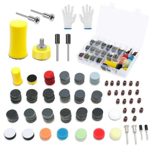 HKJUNFEI 355Pcs Sanding Disc Drill Polishing Kit with Multi Color Sponge Polishing Pad for Metal Resin Wood Mirror Glass