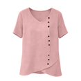 thumbnail image 7 of Delayuji Linen Tshirts For Women Short Sleeve with Button V Neck Lightweight Breathable Casual Blouse Beach Summer Tops Daily Wear, 7 of 7