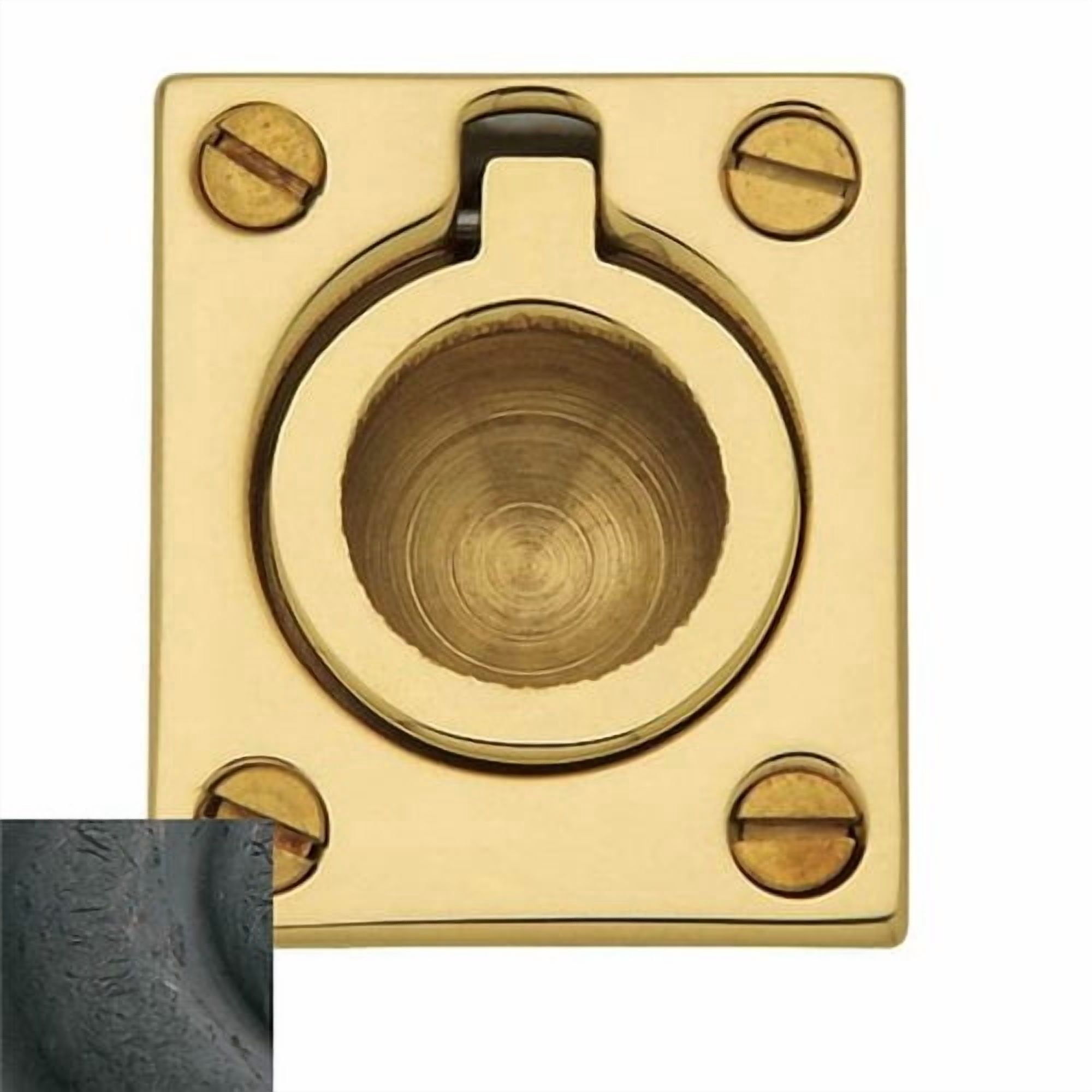 Baldwin 0392050 Flush Ring Pull, Satin Brass & Black
