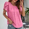 thumbnail image 5 of Fesfesfes Womens Shirt Womens Fashion Short Sleeves Round Neck Solid Color Loose Tops Blouse Knitted Sweater Women Short Sleeve Shirt XS(US:2), 5 of 7