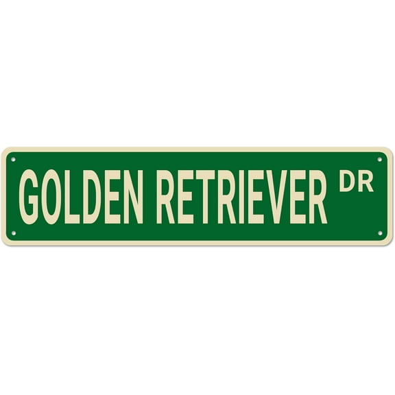 Golden Retriever Dr Street Signs, Golden Retriever Dog Sign Golden Retriever Gift, Wall Decor For HomeMan CaveOfficeFarmhouseBedroomBarPub, Quality Metal Tin Signs 16X4 Inch