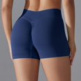 thumbnail image 4 of CheerKidz Women's High Waist Yoga Shorts Stretchy Tummy Control Biker Workout Running Short Pants Hip Lifting Breathable Tight Sports Fitness Pants(Dark Blue,L), 4 of 7