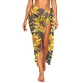 thumbnail image 2 of PWPSG Women’s Adjustable Tie Beach Sarong Skirt, Sunflower Floral Print Soft Sheer Fabric, Multi Use Swim Wrap for Seaside Relaxation Yellow Free Size, 2 of 6