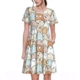 thumbnail image 1 of Balery Lovely Bear Vestidos sueltos de manga corta para mujer, vestidos de verano 2025, vestidos casuales de corte A con vuelo., 1 of 6