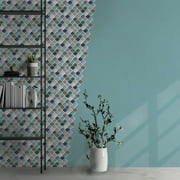 Walplus Peel and Stick Tile Backsplash Kitchen Bathroom Splashback Water Resiatance Self Adhesive Mosaic Arabesque Jewel Green and Blue Glossy 3D Sticker