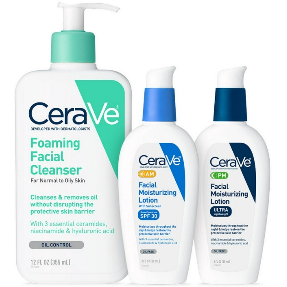 CeraVe Daily Skincare for Oily Skin Foaming Face Wash, AM Face