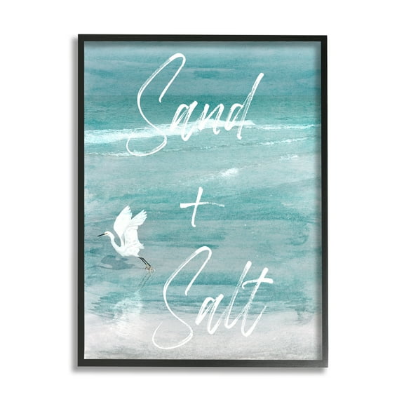 Stupell Industries Sand & Salt Beach Phrase Animals & Insects Painting Black Framed Art Print Wall Art, 11 x 14