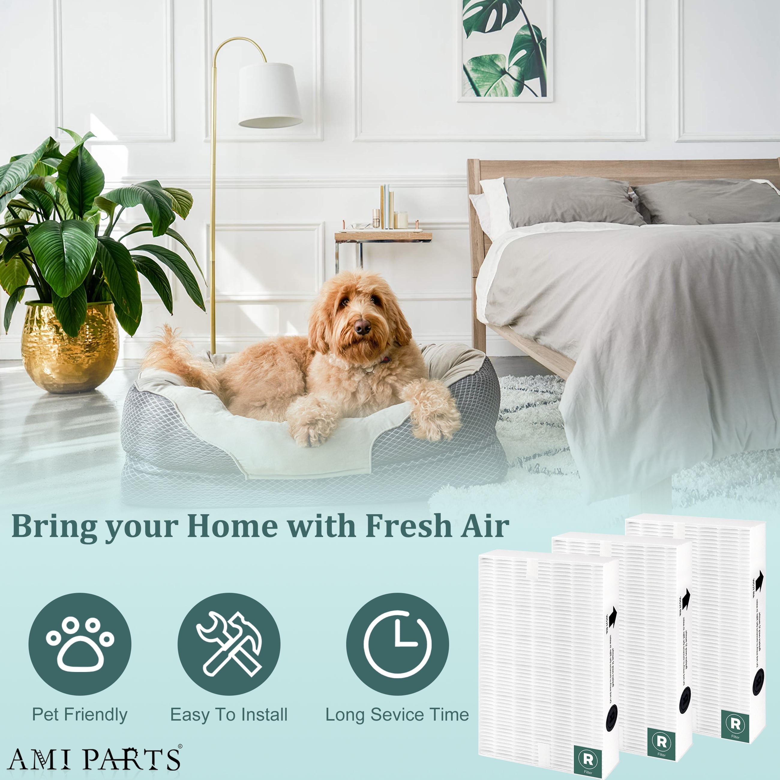 AMI PARTS HPA300 True HEPA Replacement Filter for Honeywell Air Purifier HPA300 HPA200 HPA100 Replace HRF-R3