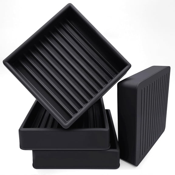 LQSEO Heavy Duty Non Slip Furniture Pads, 2" X 2" Black Square Rubber Furniture Cups (Set of 4), No Adhesive Furniture Stoppers for Hardwood Floors, Couch & Bed Anti Slide Floor Protectors