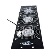Rackmount Exhaust Cooling Fan by Griffin - 3U Ultra-Quiet Triple Fans - Keep Studio Equipment Gear Cool Rack Mount on Network IT Server - UL Approved Temperature Control Panel for DJ PA AMP Cabinet