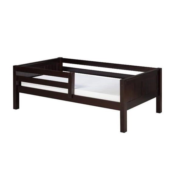 C322-Cp Day Bed With Front Guard Rail Panel Headboard Cappuccino Finish, Twin Size Mattress