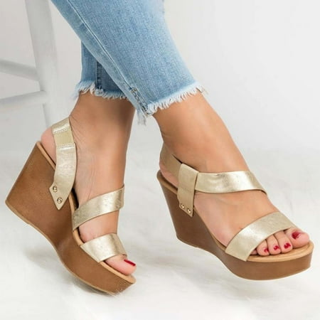 

Womens Spring And Summer New Style Fish Mouth Wedge Heel Platform Ladies Sandals