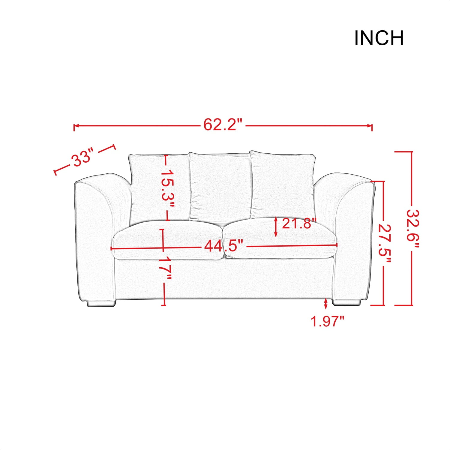 Kadyn Upholstered Fabric Sofa, Modern Upholstered Linen Fabric Sofa with pillow, Fabric Sofa Couch for Living Room, Dark Grey