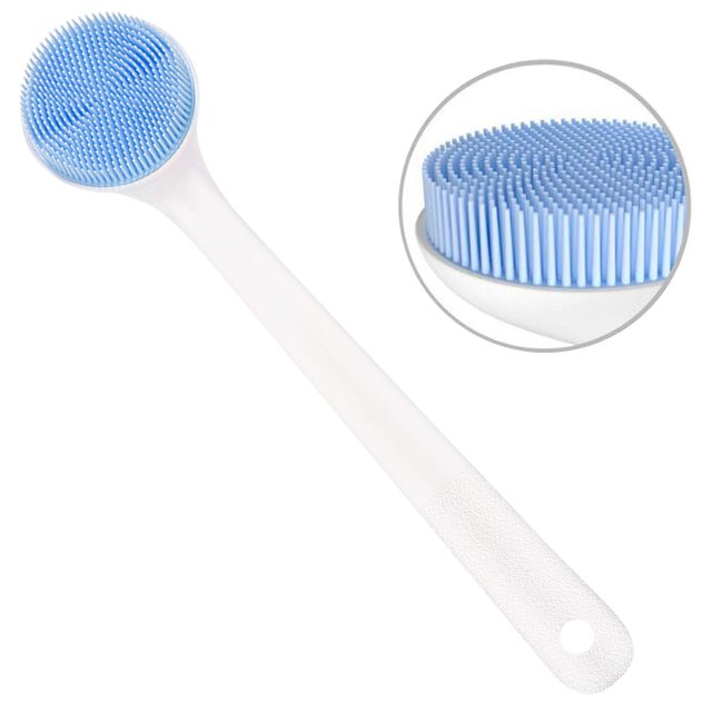 V-TOP Depurador de espalda para ducha Depurador corporal de silicona Mango largo con cerdas suaves Lavadora corporal de baño Cepillo exfoliante de ducha para hombres y mujeres Sin BPA Antideslizante