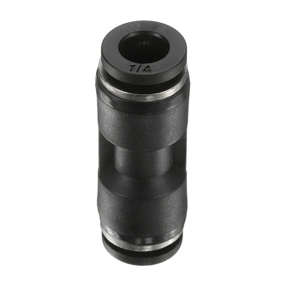 1/4" x 1/4" Pneumatic Push to Connect Fittings Straight Union, Black