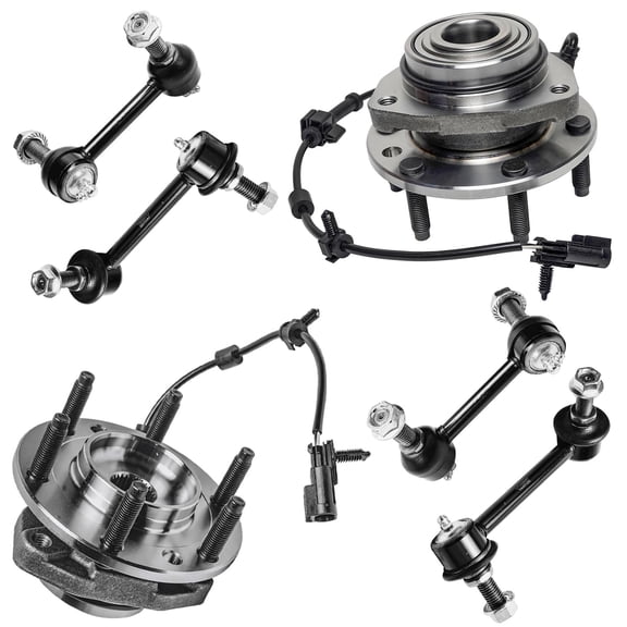 Detroit Axle - 6pc Front Wheel Bearing Hubs Kit for Chevy Trailblazer SSR GMC Envoy Buick Rainier Isuzu Ascender Bravada Saab 9-7x 2 Wheel Bearing Hubs Assembly 4 Front Rear Sway Bar Links