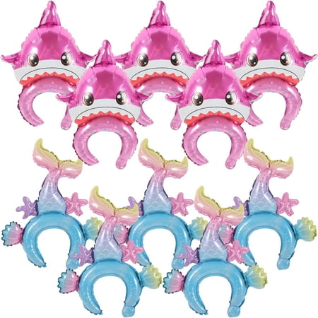 20pcs Mermaid Shark Shape Balloon Headbands Decorative Headbands Photo Props