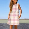 thumbnail image 2 of Gelikeya Big Girls Summer Dresses Fashion Cute Design Plaid Printed Casual Sleeveless Sun Dress Soft and Comfortable for Kids, Size 8-9 , Hot Pink, 2 of 5
