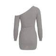 thumbnail image 3 of Tauxra Long Sleeve Dress for Women V-Neck Lace Up Casual Flare Sleeve Solid Color Daily Wear Fall Outfits, 3 of 5