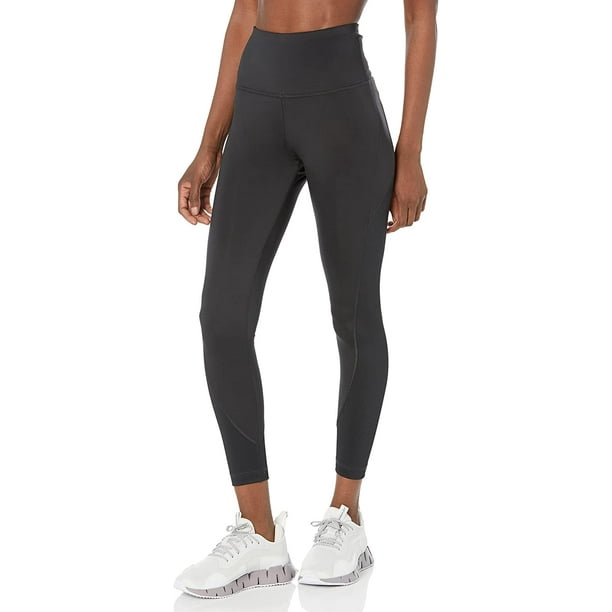 Reebok Womens Standard Workout Ready High-Rise Leggings, Black Ribbed,  Medium 