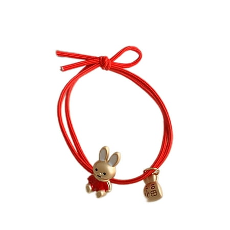 

LOMUBUE Ponytail Holder Gift Elastic Popular Lovely Rabbit Pendant New Year Headwear