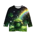 thumbnail image 4 of Tauxra Chandail de la Saint-Patrick pour Adultes, T-Shirt à Manches 3/4 Imprimé Col Rond, T-Shirt Graphique Trèfle Décontracté à Manches Longues pour Activités Festives, 4 of 6