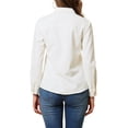 thumbnail image 4 of INSPIRE CHIC Women's Solid Shirts Long Sleeve Button Down Denim Shirt S White, 4 of 7
