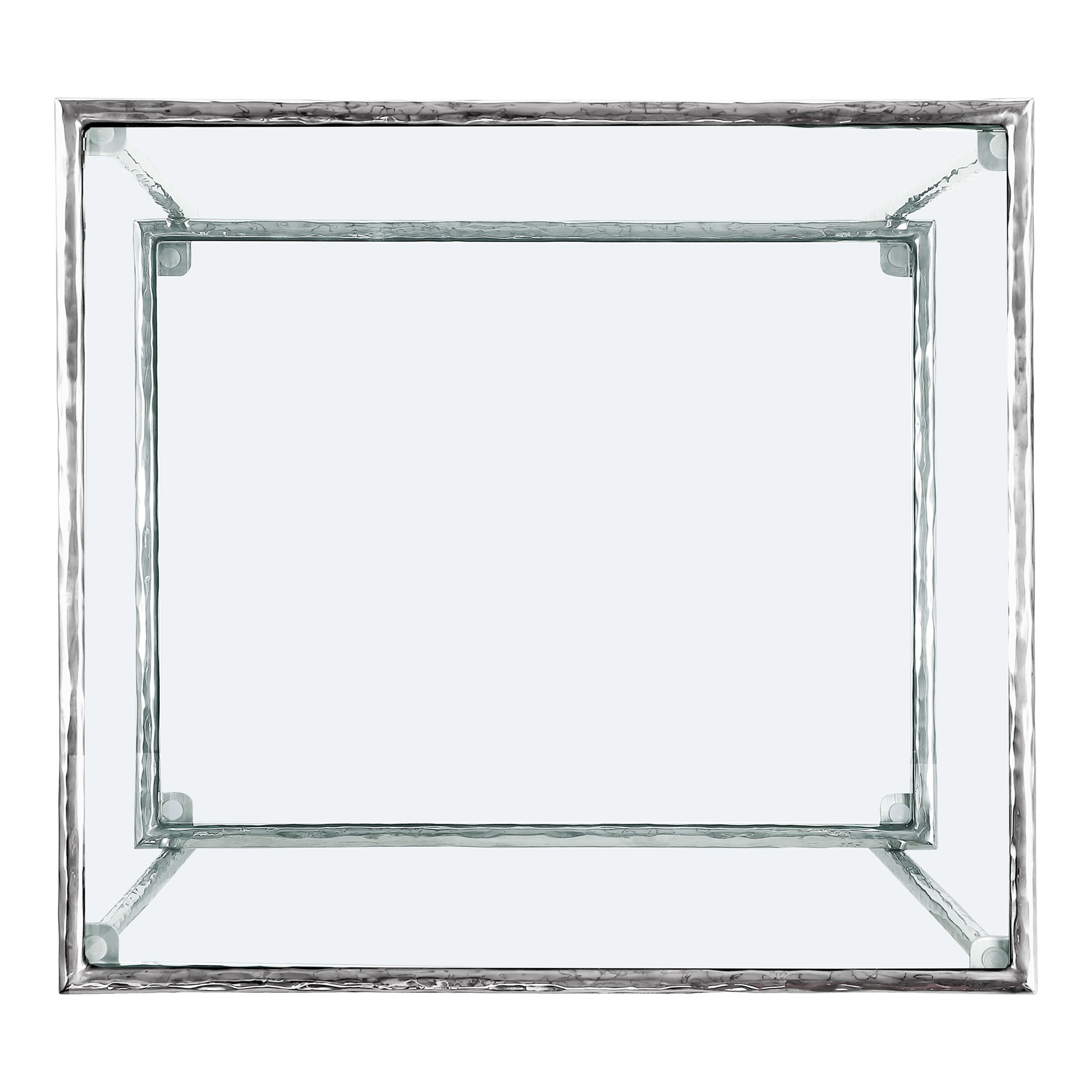 Furniture of America Zayen Modern Stainless Steel 1-Shelf End Table with Tempered Glass Top, Chrome