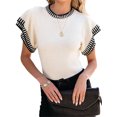 thumbnail image 2 of Flared Sleeve Women Crewneck Casual Knit Sweater Vest, 2 of 3