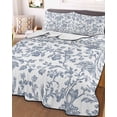 thumbnail image 3 of Quilts Twin Size, Blue Flower Soft Comforter Bedding Set for Bed, Vintage Farmhouse Boho Leaf Spring Summer Lightweight Quilted Bedspread with Pillow Cover(2 Pieces) for All Season, 68x86 Inch, 3 of 6