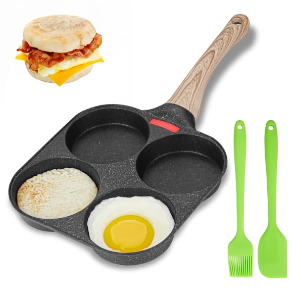 MyLifeUNIT Egg Frying Pan, 4-Cup Egg Pan Nonstick, Fried Egg Pan Skillet for Breakfast, Pancake, Hamburger, Sandwiches, Suitable for Gas Stove & Indu