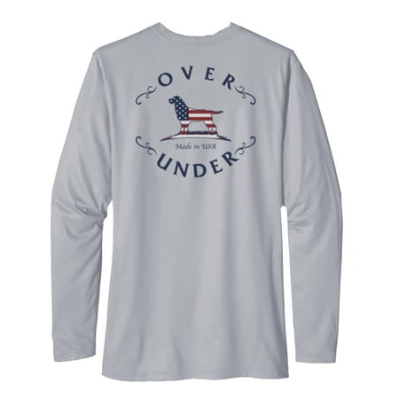 Over Under Tidal Tech Flag Logo Long Sleeve Performance T-shirt-Grey-medium