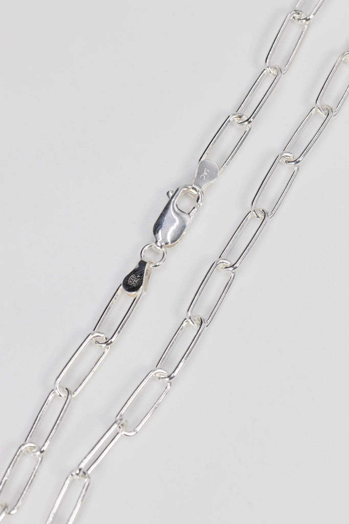 LeCalla Collana Donna In Argento 925 Con Catena A Maglie PaperClip - Lunghezza 40+5 Cm