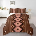 thumbnail image 2 of jejeloiu Boho Bohemain Geometric Full Size Comforter Sets,Vintage Aztec Geometric Bedding Comforter Set,Brown Stripes Lines Bedding Sets,Breathable Room Decorative Reversible,3-Piece, 2 of 8