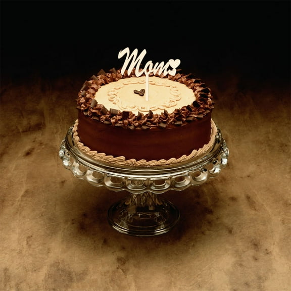 MLINS Beige Mom Cake Topper with Heart Design Wooden Decoration for Mother's Day and Birthday Celebrations