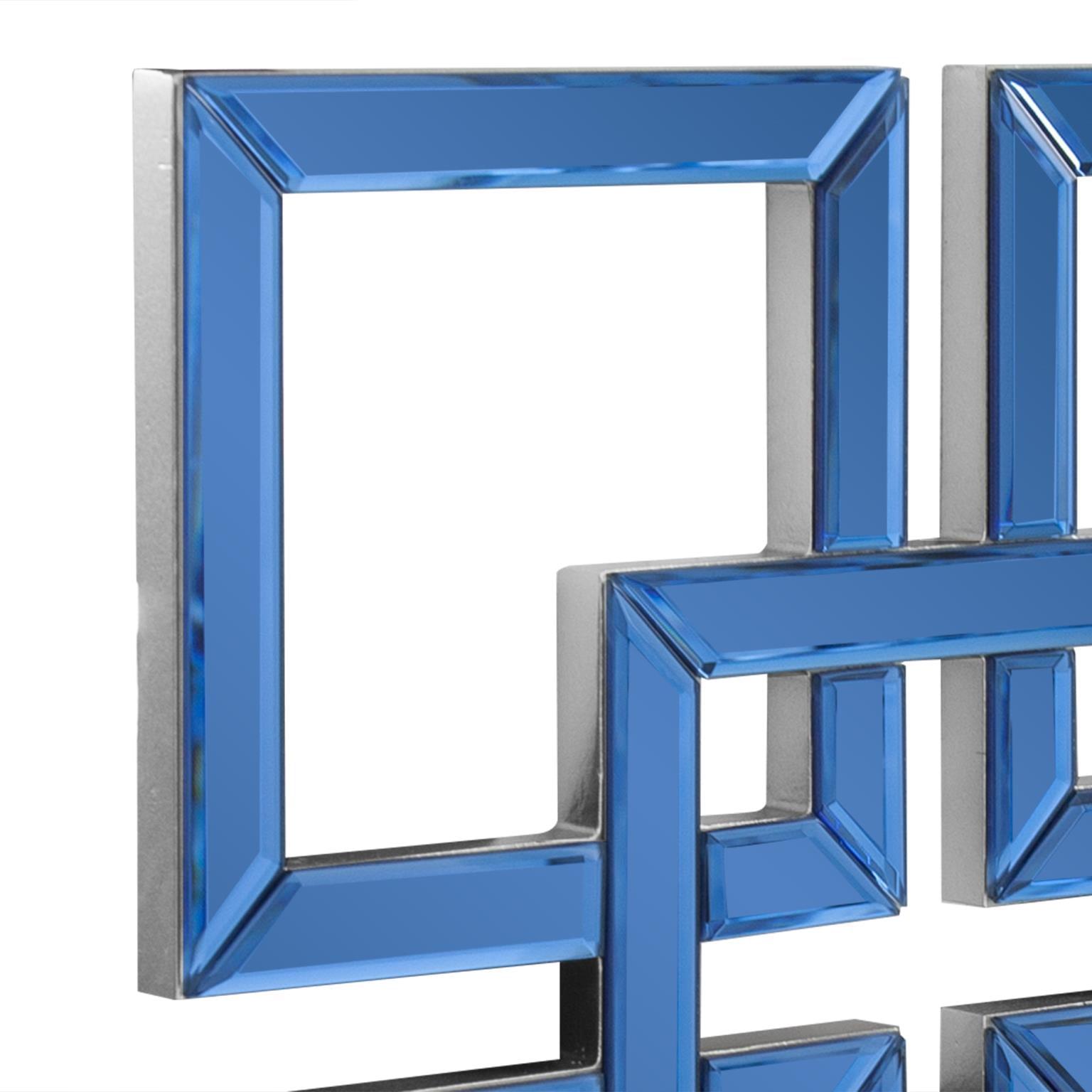 Tyler Dillon Contemporary Layered Square Sapphire Blue Accent Mirror 16"H x 16"W