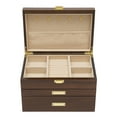 thumbnail image 6 of Wooden Jewelry Box for Women, 3 Layers Large Wooden Jewelry Organizer Box Watches Necklace Ring Storage Box for Women (Walnut 3 Layer), 6 of 10