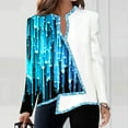 thumbnail image 3 of Wolfast Blouse Décontractée à Manches Longues Imprimée pour Femmes, Col en V, Ourlet Asymétrique, Bleu, m, 3 of 5