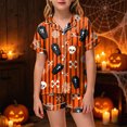 thumbnail image 2 of UAYOTSE Kids Collared Satin Pajama Set, Easy Button‑Front Short‑Sleeve Top and Sleep Shorts, Soft Loungewear for Girls All‑Season Use Size 6-7 Years, 2 of 5