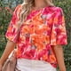 thumbnail image 2 of Blusa de manga corta con cuello redondo, blusa de manga corta, blusa informal redonda de manga corta para mujer, blusa de manga corta de alta capacidad, 2 of 7