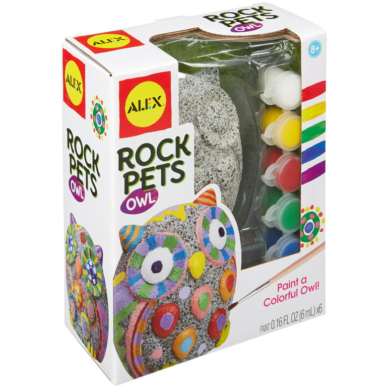 24 Piece Owl Rock Painting Kit for Adults, Kids with Paint Pods, Brushes  and Figurines