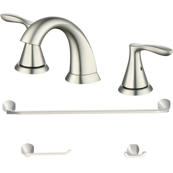 Better Homes & Gardens Satin Nickel Bathroom Faucet & Hardware Set – 4-Piece Modern Vanity Upgrade Kit