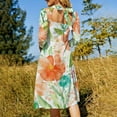 thumbnail image 5 of Watercolor Floral Summer Peach Blooms Womens Summer Dress Tie Back A Line Flare Dress, 5 of 9