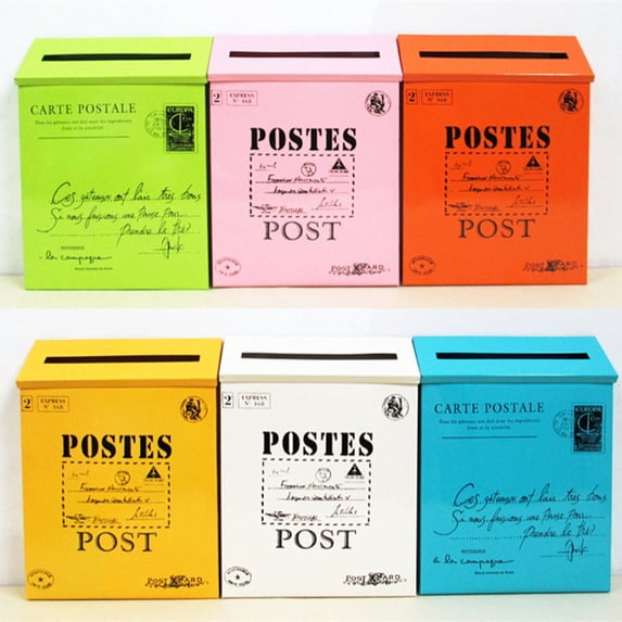 jiaroswwei Retro Metal Wall Mounted Mailbox Bucket Newspaper Letter Box Post Garden Decor